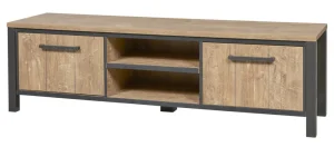 Meubar - TV-Meubel Lovina - TV7 - K661 - Oranje Teakhout/Zwart - 183x53x50cm | Belga Meubelen Outlet
