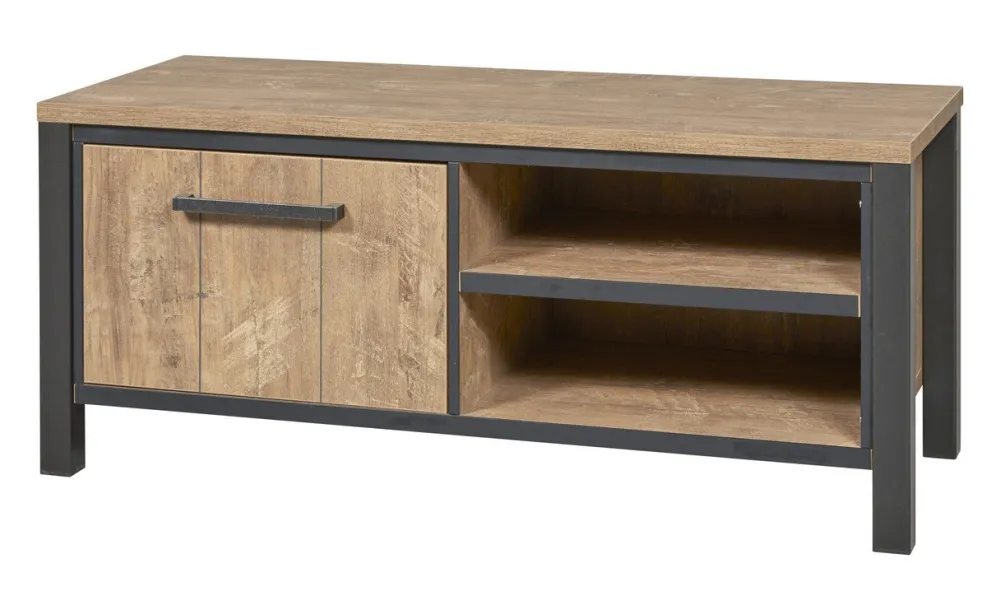 meubar__tvmeubel__lovina__0.webp Meubar - TV-Meubel Lovina - TV6 - K661 - Oranje Teakhout/Zwart - 126x53x50cm | Belga Meubelen Hot