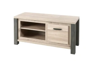 Meubar - TV-meubel Tomba - TV6 - K497 - Oude Eik/Imitatie staal - 130x61x50cm | Belga Meubelen Fashion