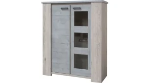 Meubar - Vitrine Courtrai - V6 - K540B - Millenium eik licht grijs - 140x162x50cm | Belga Meubelen Hot