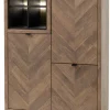 Meubar - Vitrine Jaipur - BAR6 - K671V - Old teak (Fishbone doors)/Matt Black - 108x162x50cm | Belga Meubelen Clearance