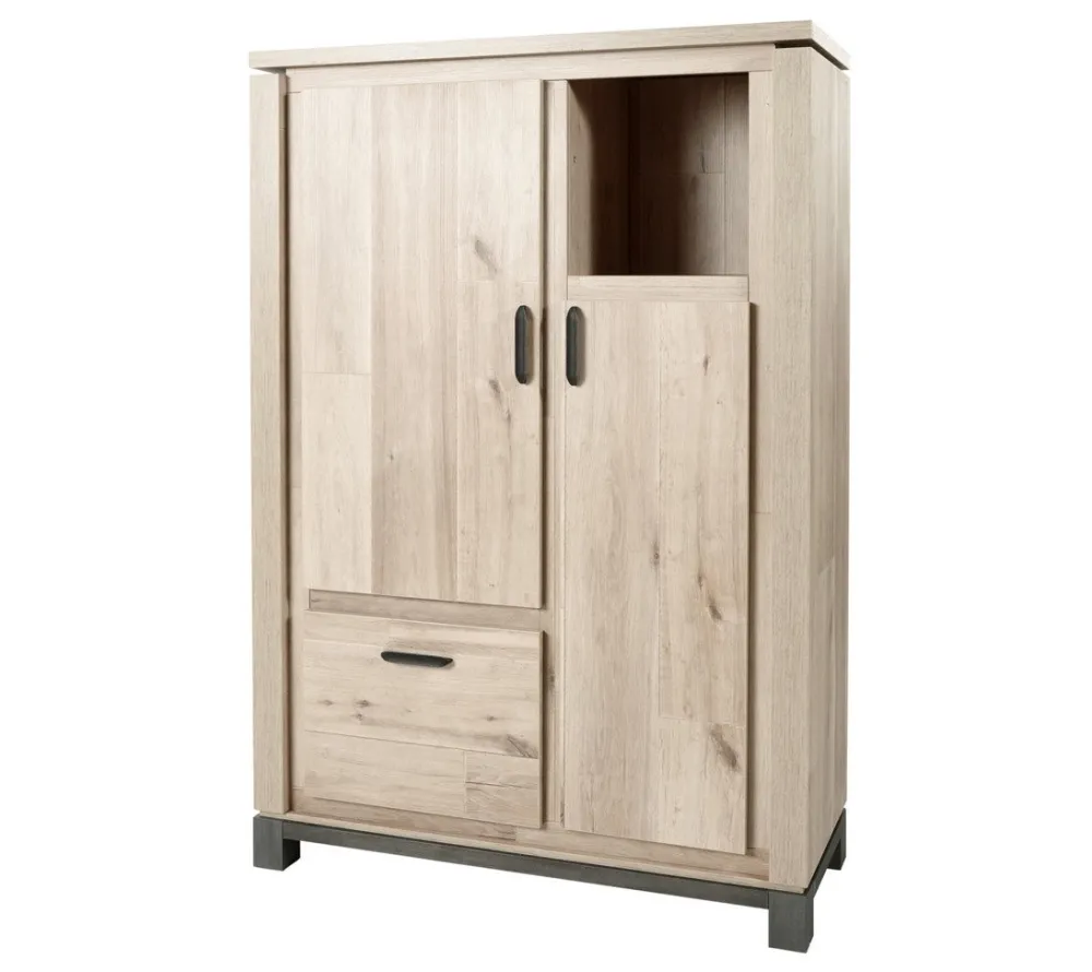 meubar__vitrine__jan___ba_0.webp Meubar - Vitrine Jan - BAR6 - K497 - Oude eik/imitatie staal - 130x190x50cm | Belga Meubelen Best