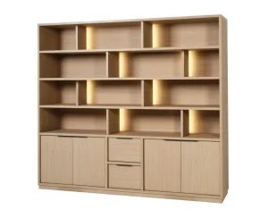 Meubar - Wandkast Veneto - WB7 - K726 - Elegant oak/Elegant black - 208x212x50cm | Belga Meubelen New