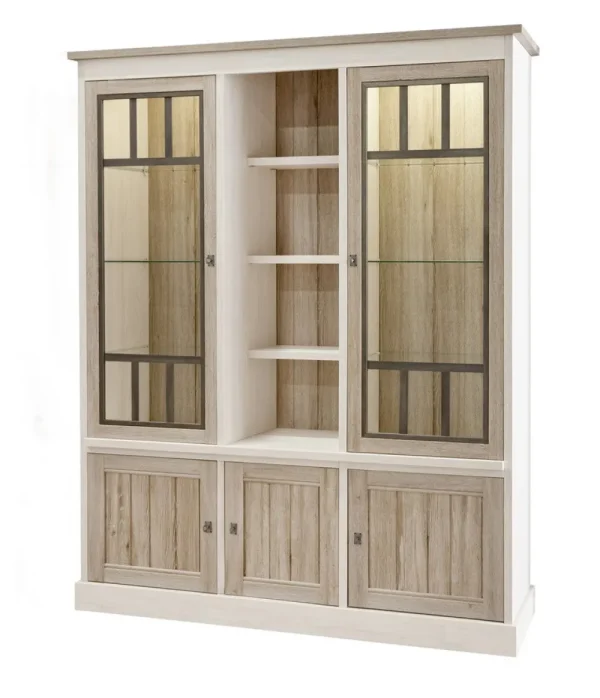 Meubar - Wandkast York - WV3 - K499 - Lariks/Kristal eik licht bruin - 172x212x50cm | Belga Meubelen New