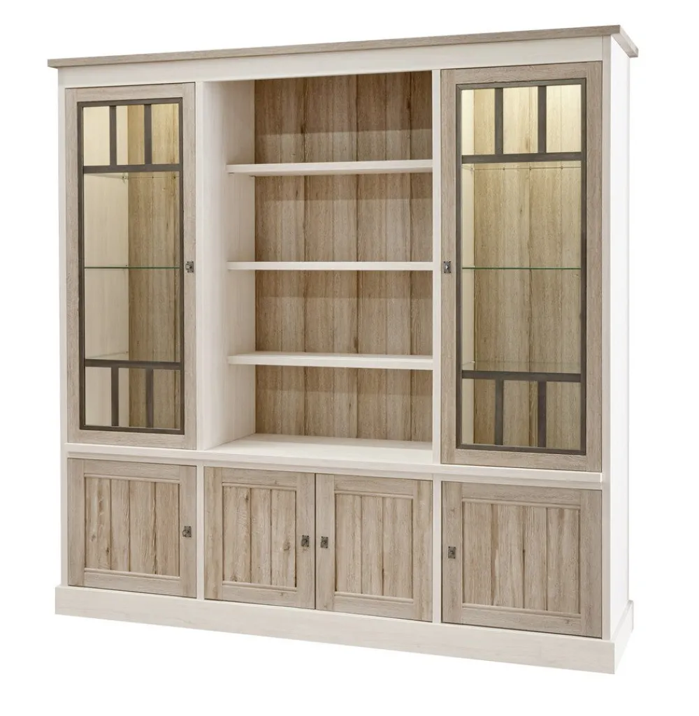 meubar__wandkast__york____0-2.webp Meubar - Wandkast York - WV2 - K499 - Lariks/Kristal eik licht bruin - 215x212x50cm | Belga Meubelen Online