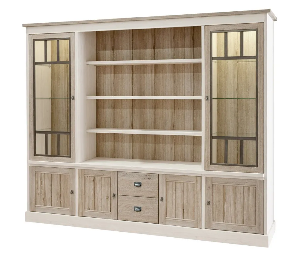 meubar__wandkast__york____0-3.webp Meubar - Wandkast York - WV1 - K499 - Lariks/Kristal eik licht bruin - 259x212x50cm | Belga Meubelen Best