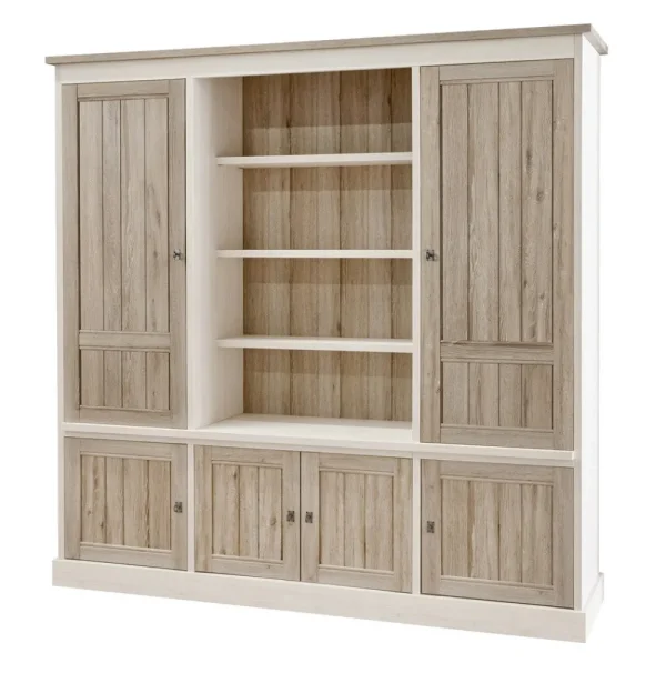 Meubar - Wandkast York - WB2 - K499 - Lariks/Kristal eik licht bruin - 215x212x50cm | Belga Meubelen Discount