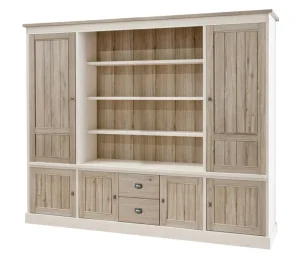 Meubar - Wandkast York - WB1 - K499 - Lariks/Kristal eik licht bruin - 259x212x50cm | Belga Meubelen Online