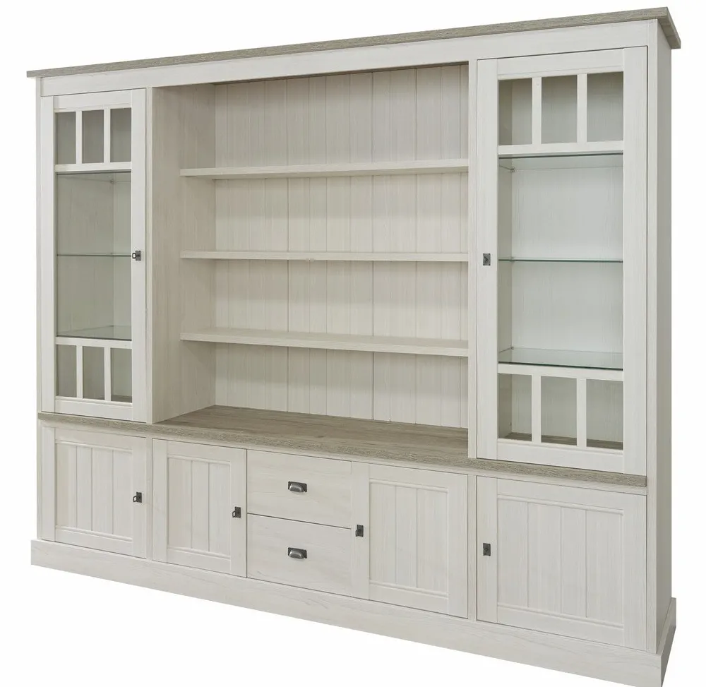 meubar__wandkast__york____0-9.webp Meubar - Wandkast York - WV1 - K467 - Lariks/Kristal eik licht bruin - 259x212x50cm | Belga Meubelen Online
