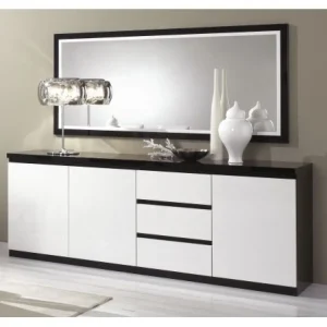 MLM - Dressoir Roma - Hoogglans - Wit/Zwart - 220x83x50cm | Belga Meubelen Online