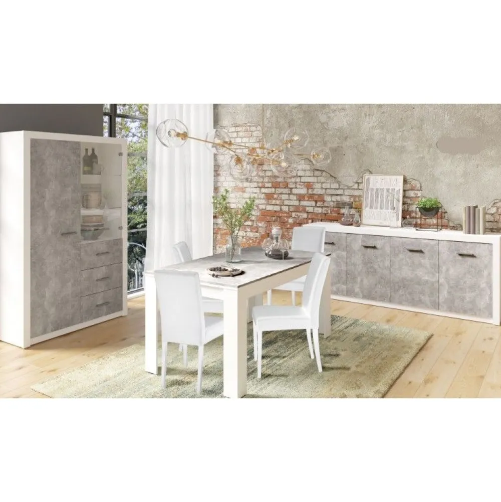 mlm__eetkamer_oostende__d_0.webp MLM - Eetkamer Oostende - 3-delige set - Hoogglans - Wit/Beton | Belga Meubelen Discount