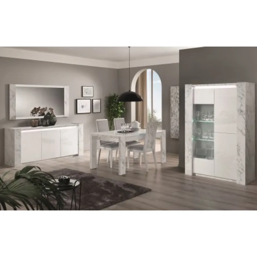 mlm__eetkamer_vittoria__h_0.webp MLM - Eetkamer Vittoria - Hoogglans - Wit/Marmer - 3-delige set | Belga Meubelen Online
