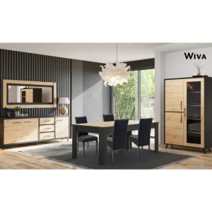 MLM - Eetkamer Wiva - 3-delige set - Warme Eik/Zwart | Belga Meubelen Outlet