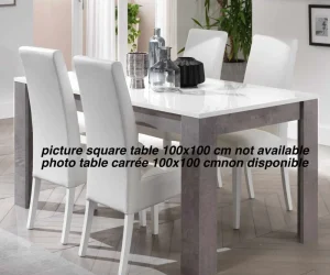 MLM - Eettafel Greta - Vierkant - Hoogglans - Beton/Wit - 100x77x100cm | Belga Meubelen New
