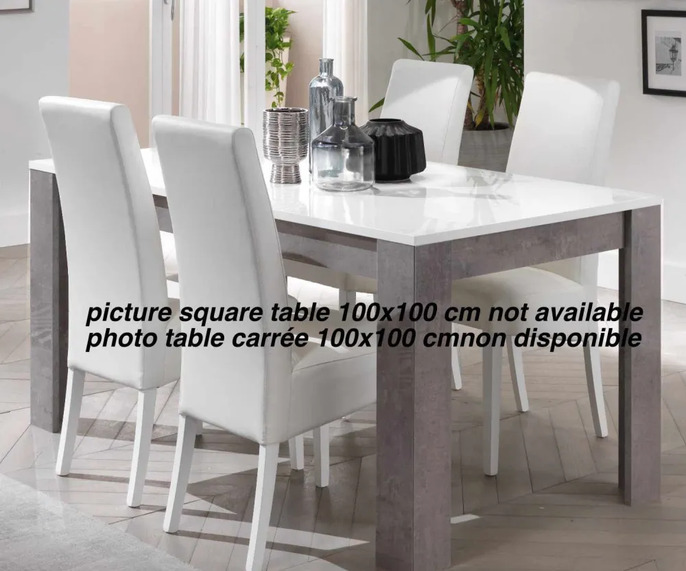 mlm__eettafel_greta__vier_0.webp MLM - Eettafel Greta - Vierkant - Hoogglans - Beton/Wit - 100x77x100cm | Belga Meubelen New