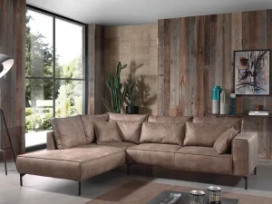 MLM - Hoeksalon Kobe - Links - Stof - Bruin - 222x92x272cm | Belga Meubelen Hot