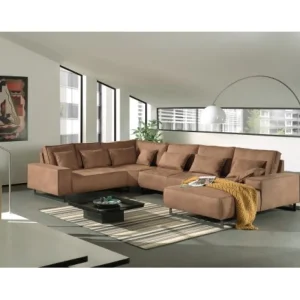 MLM - Hoeksalon Natalie - Rechts - Stof - Cognac - 265x373x192cm | Belga Meubelen Best