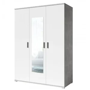 MLM - Kleerkast Dakota - 3 draaideuren - Wit/Beton - 150x218x63cm | Belga Meubelen Sale