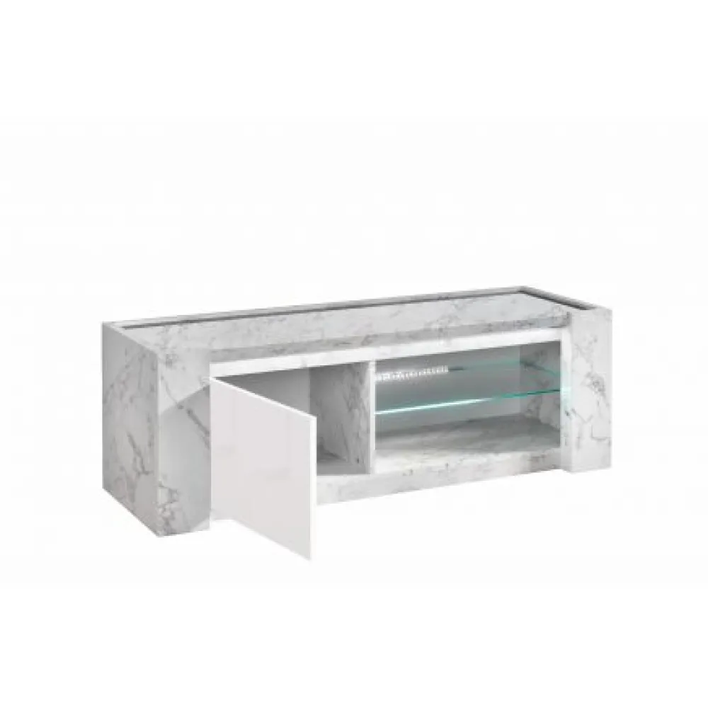 mlm__tvmeubel_vittoria__h_0-1.webp MLM - TV-Meubel Vittoria - Hoogglans - Wit/Marmer look - 150x50x50cm | Belga Meubelen Clearance
