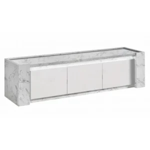 MLM - TV-Meubel Vittoria - Hoogglans - Wit/Marmer look - 195x50x50cm | Belga Meubelen Sale