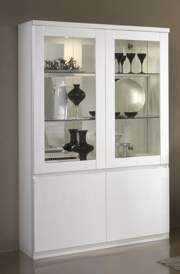 MLM - Vitrine Roma - Hoogglans - Wit - 115x191x40cm | Belga Meubelen Fashion