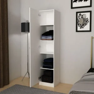 Opbergkast Snow - 1 draaideur - Wit - 40x180x40cm | Belga Meubelen Best