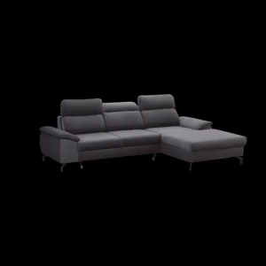 RME - Hoeksalon Paloma - Rechts - Stof - Zwart Velours - 277x97x175cm | Belga Meubelen Discount