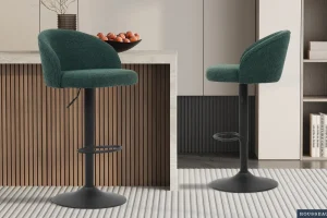 Rousseau - Barstoel Arda Boucle - Groen - 86x49x46 cm | Belga Meubelen Online