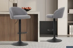 Rousseau - Barstoel Arda Boucle - Lichtgrijs - 86x49x46 cm | Belga Meubelen New