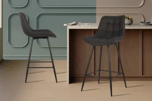 Rousseau - Barstoel Ariba Stof Donkergrijs - 93x46x55 cm | Belga Meubelen Clearance