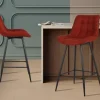 Rousseau - Barstoel Ariba Stof Rood - 93x46x55 cm | Belga Meubelen New