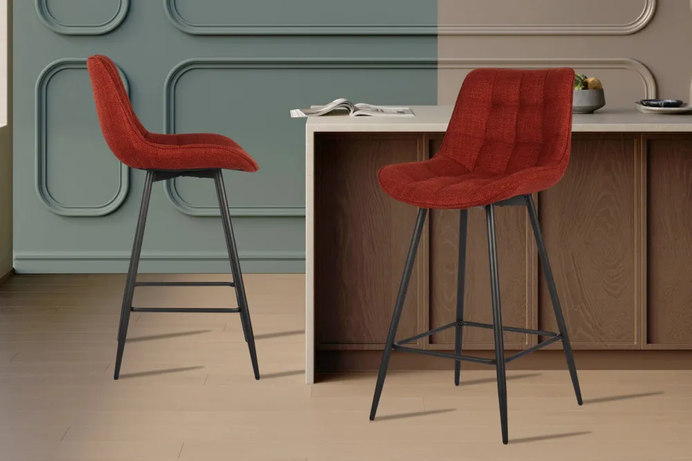 rousseau__barstoel_ariba__0-4.webp Rousseau - Barstoel Ariba Stof Rood - 93x46x55 cm | Belga Meubelen New
