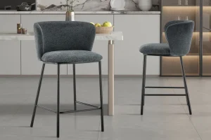 Rousseau - Barstoel Arthur Stof Donkergrijs - 88.5x53x50.5 cm | Belga Meubelen Online