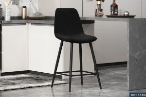 Rousseau - Barstoel Boy Fluweel Zwart - 98x42x51.5 cm | Belga Meubelen Best