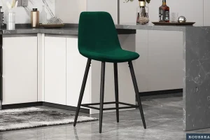 Rousseau - Barstoel Boy Fluweel Groen - 98x42x51.5 cm | Belga Meubelen Outlet