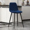 Rousseau - Barstoel Boy Fluweel Donkerblauw - 98x42x51.5 cm | Belga Meubelen Outlet