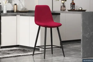 Rousseau - Barstoel Boy Fluweel Bordeaux - 98x42x51.5 cm | Belga Meubelen Hot