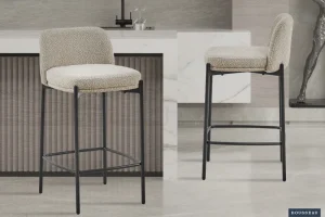 Rousseau - Barstoel Ella Stof Zand - 85x37.5x46 cm | Belga Meubelen Online
