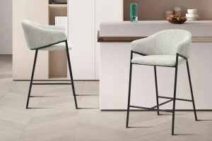 Rousseau - Barstoel Hugo Corduroy Lichtgrijs - 90x54x59 cm | Belga Meubelen Online