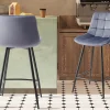 Rousseau - Barstoel Juta Fluweel Donkergrijs - 95x46x36 cm | Belga Meubelen Best