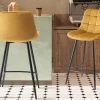 Rousseau - Barstoel Juta Fluweel Goud - 95x46x36 cm | Belga Meubelen Clearance