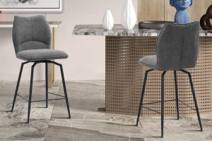 Rousseau - Barstoel Lara - Stof Grijs - 103x48x56 cm | Belga Meubelen Fashion