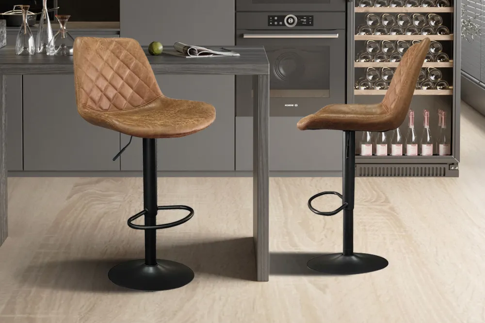 rousseau__barstoel_madrid_0-1.webp Rousseau - Barstoel Madrid PU Cognac - DEC7999 - 89x49x54 cm | Belga Meubelen New