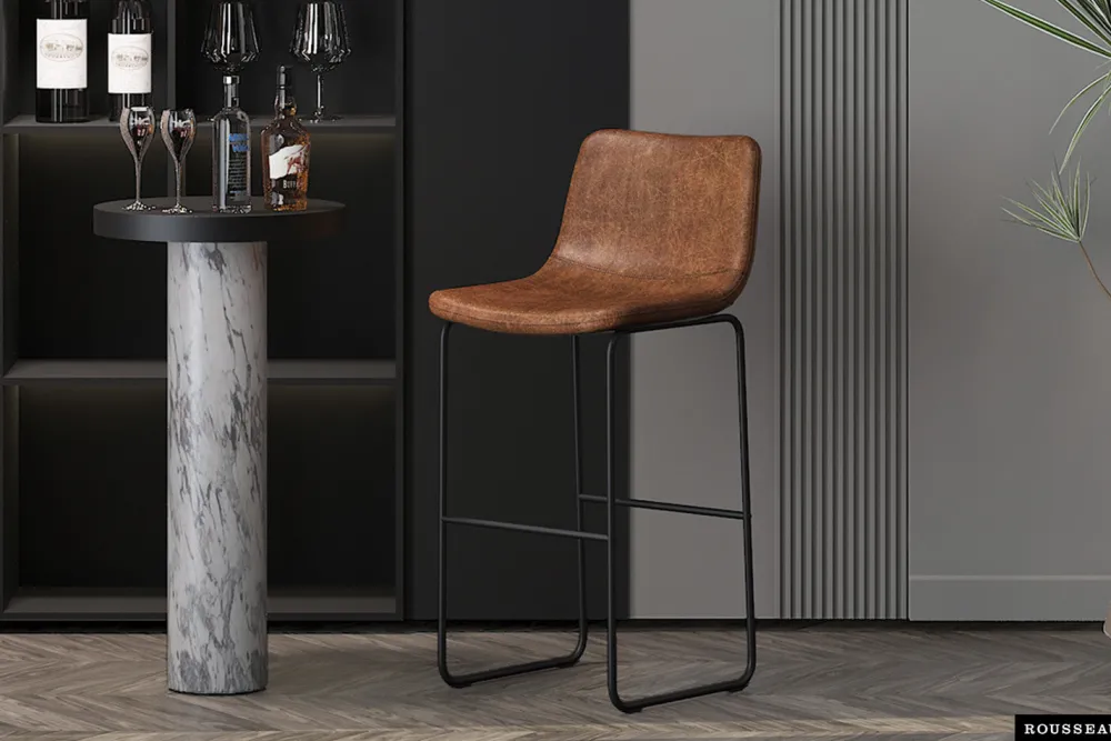 rousseau__barstoel_mancia_0-3.webp Rousseau - Barstoel Mancia PU Cognac - DEC7968 - 99x48x56 cm | Belga Meubelen Hot