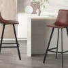 Rousseau - Barstoel Ozan PU Bruin - 108x49x47 cm | Belga Meubelen Clearance