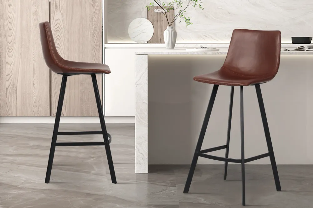 rousseau__barstoel_ozan___0.webp Rousseau - Barstoel Ozan PU Bruin - 108x49x47 cm | Belga Meubelen Clearance