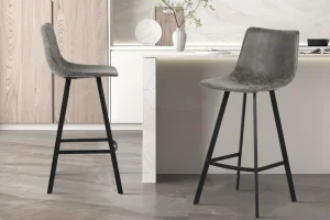 Rousseau - Barstoel Ozan PU Grijs - 108x49x47 cm | Belga Meubelen Best