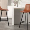 Rousseau - Barstoel Ozan PU Cognac - 108x49x47 cm | Belga Meubelen New