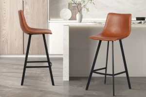 Rousseau - Barstoel Ozan PU Cognac - 108x49x47 cm | Belga Meubelen New