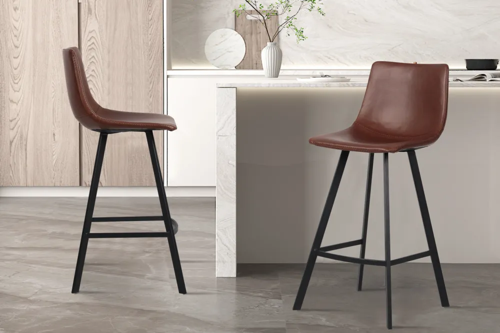 rousseau__barstoel_ozan_p_0-3.webp Rousseau - Barstoel Ozan PU Bruin - 98x45x49 cm | Belga Meubelen New